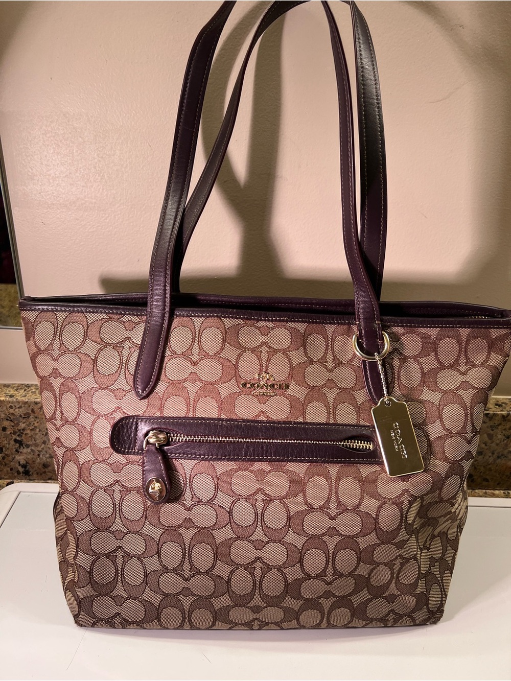 Coach Brown Signature Tote Shoulder Bag
